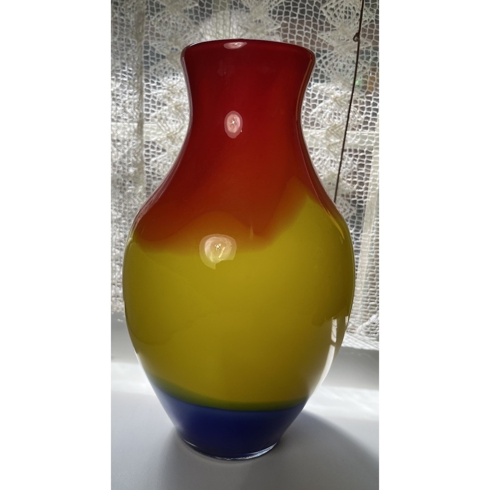 Mid Century Modern Style Art Glass Vase * Vibrant Pop Art Colors